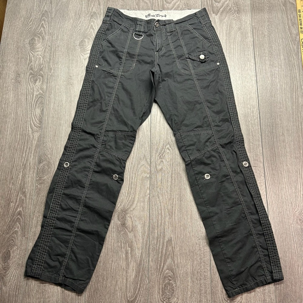 Suko Tango Womens Y2K Black Cargo Pants Contrast Stitch Utility Trousers Size 6